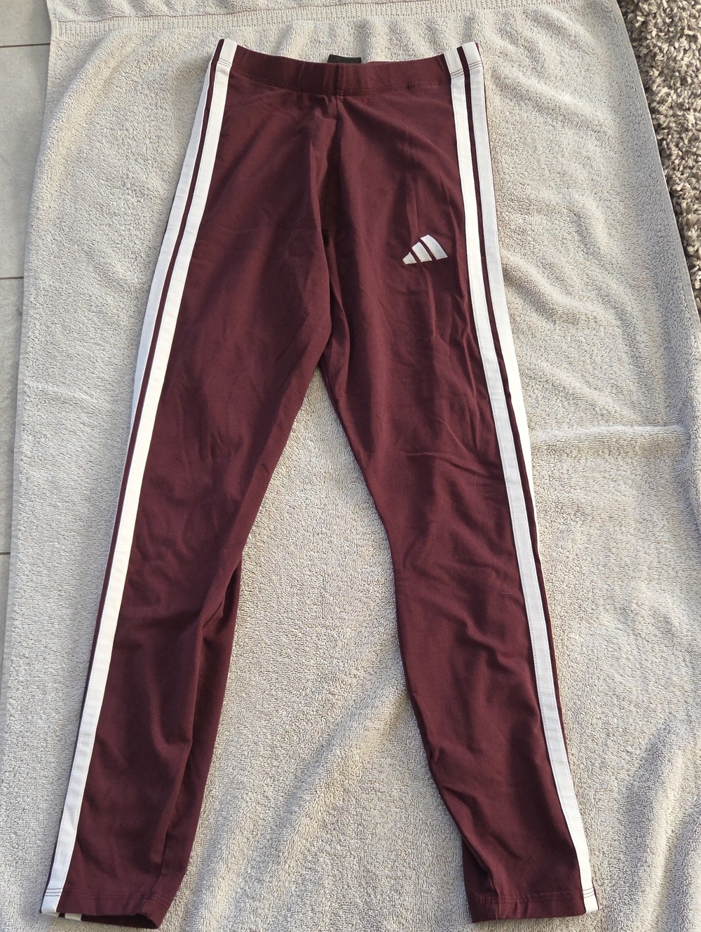 adidas Maroon Leggings with White Side Stripes